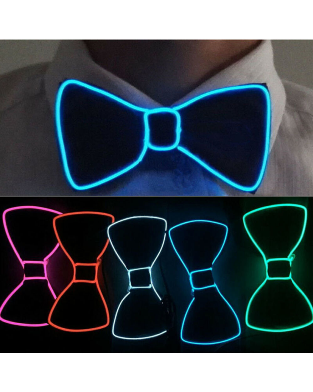 Led Light Up Mens Bow Tie Necktie Luminous Flashing For Dance Party Christmas Evening Party Decoration front-0
