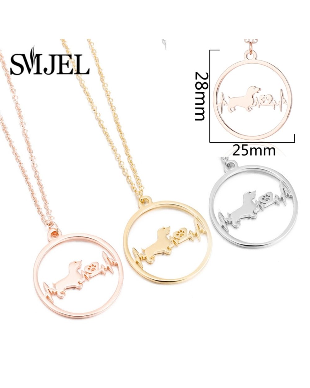 SMJEL Cartoon Dog Pendant Necklace for Women Fashion German Shepherd Jewelry Heartbeat Paw Choker Necklace Chainfor Kids front-2