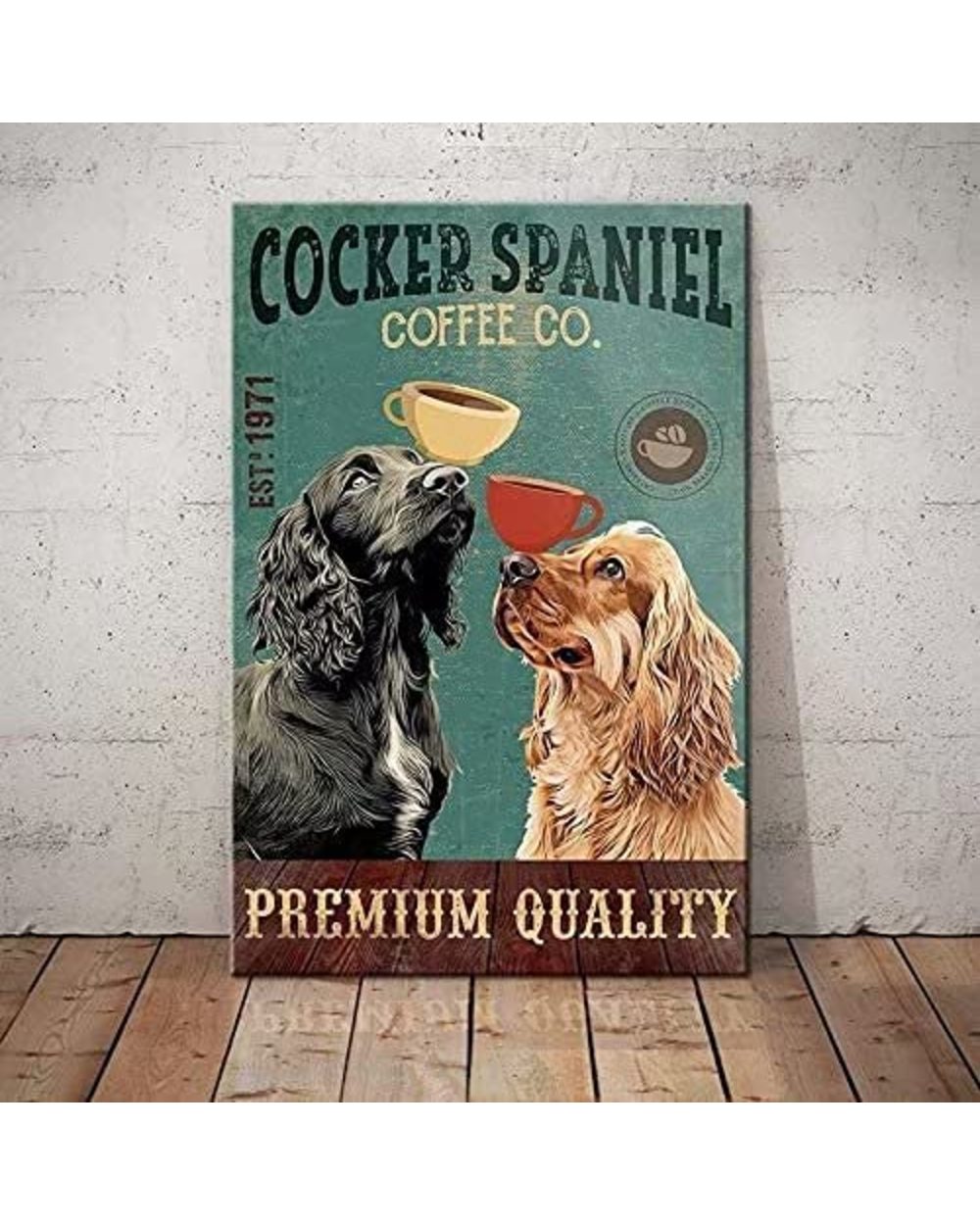 Cocker Spaniel Dog Metal Tin Sign Coffee Co. Premium Quality Printing Poster Bathroom Home Art Wall Decoration Plaque front-0