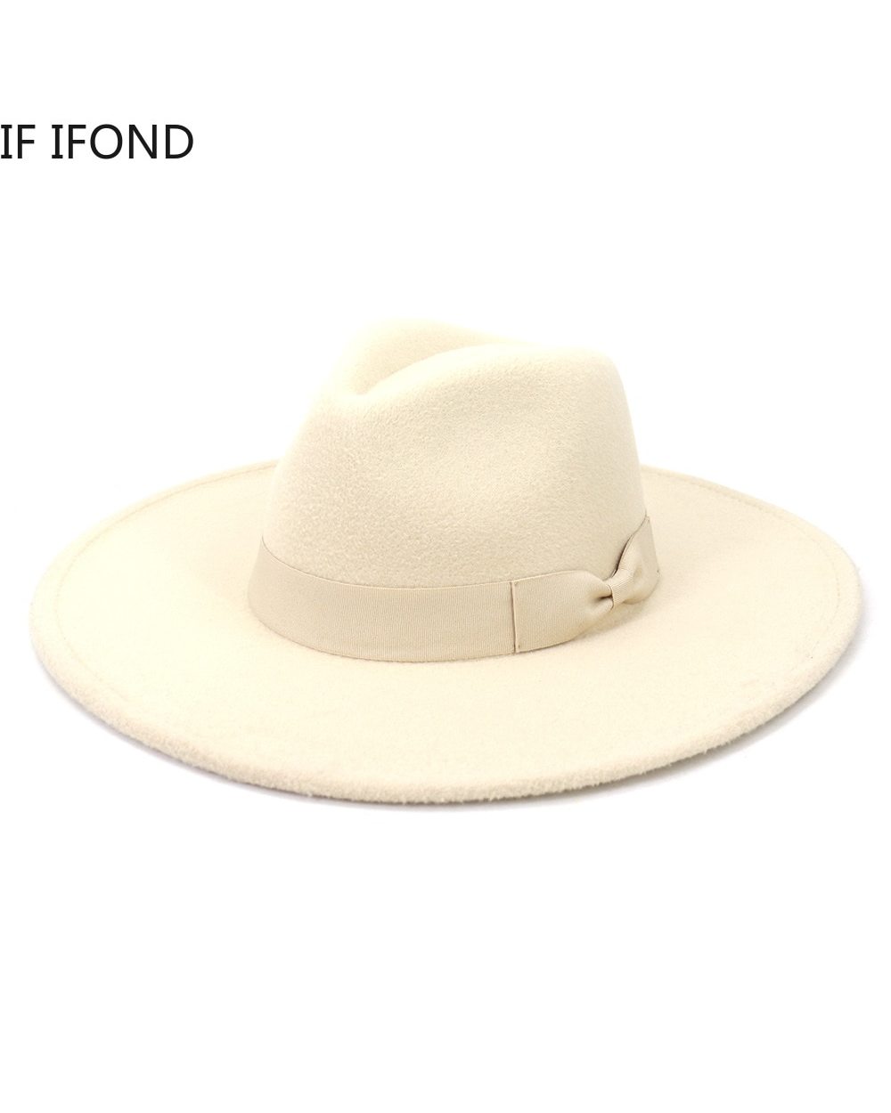 Big Wide Brim Women Hats 2021 Winter Autumn Ladies Elegant Retro Felt Fedora Hat Wedding Church Dress Formal Hat front-0