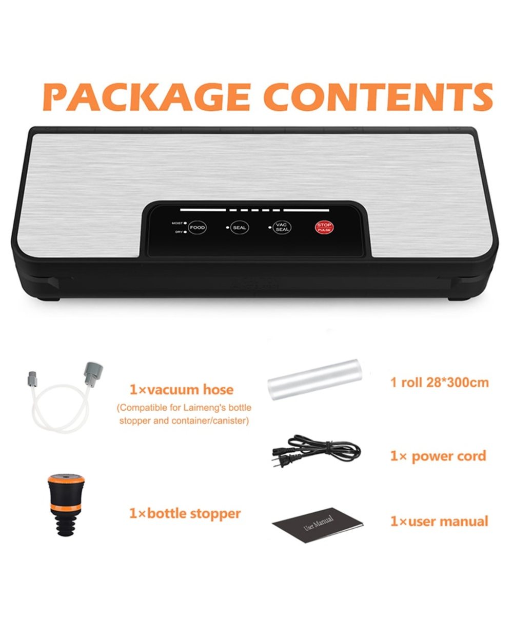 Yumyth Household Vacuum Sealer Built-In Cutter With Vacuum Roll Sous Vide Bags Vacuum Packing Machine For Food Storage front-2