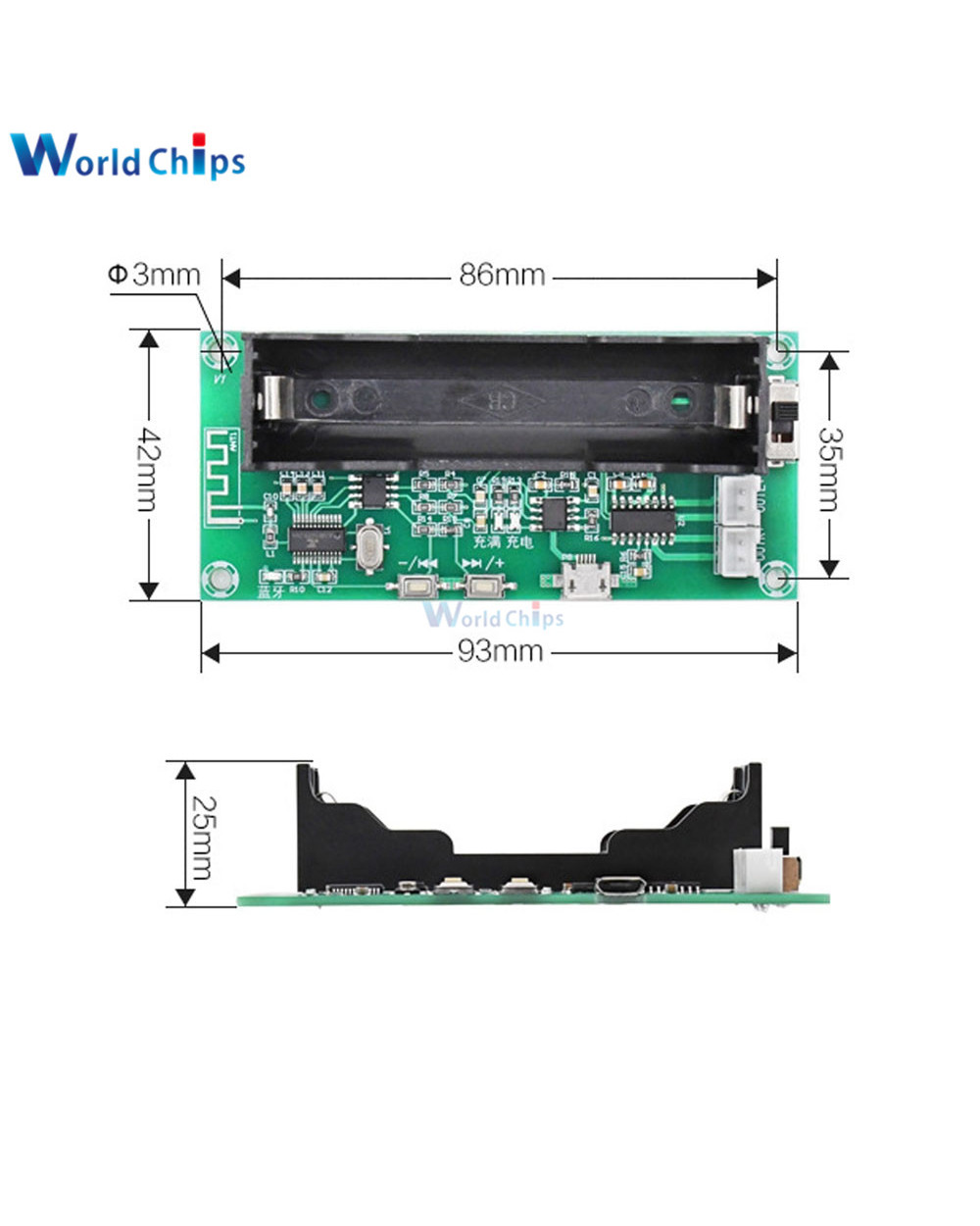 Mini Pam8403 Bluetooth 5.0 Amplifier Board Dc5v 3W+3W 2.0 Channel Audio Amp With 18650 Battery Holder For Speaker Diy front-1