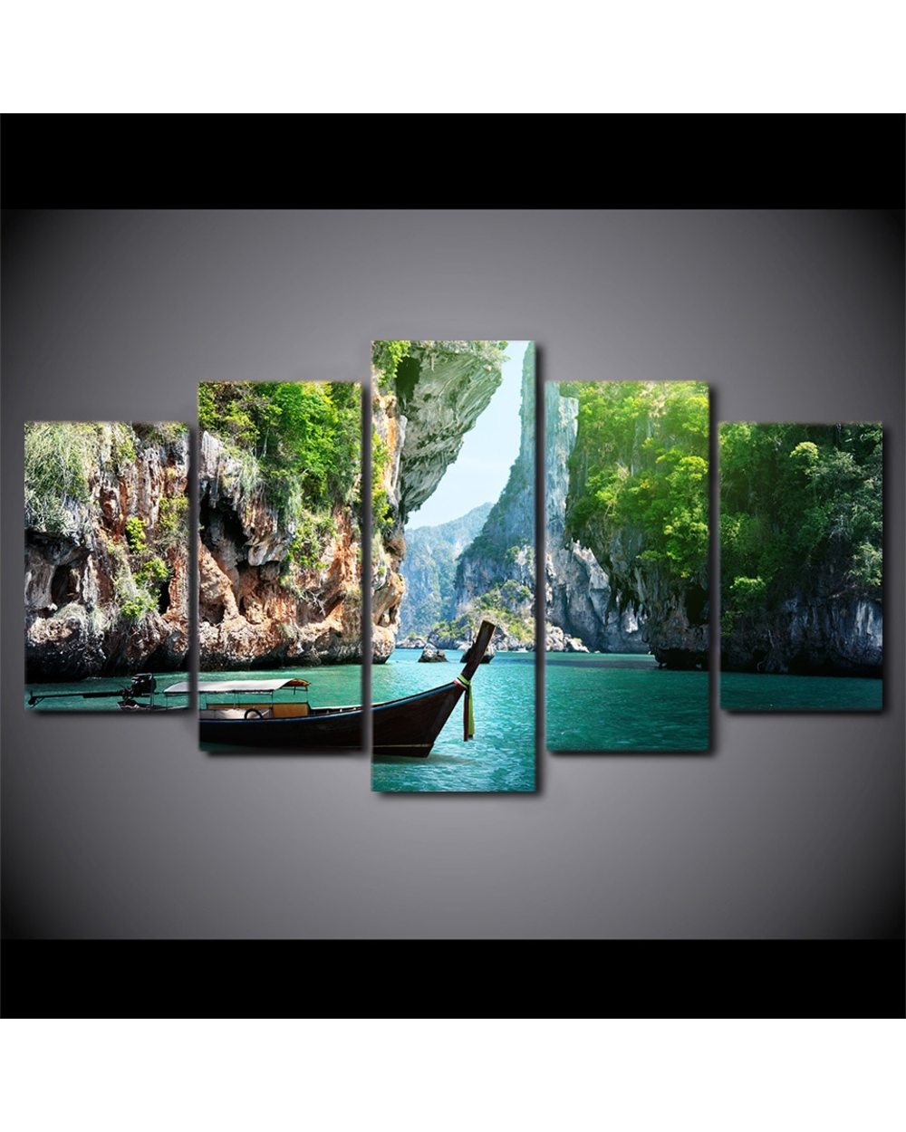 Nature Canyon Landscape Modern Picture Print Scenery 5 Panel Canvas Art Wall Decor front-1