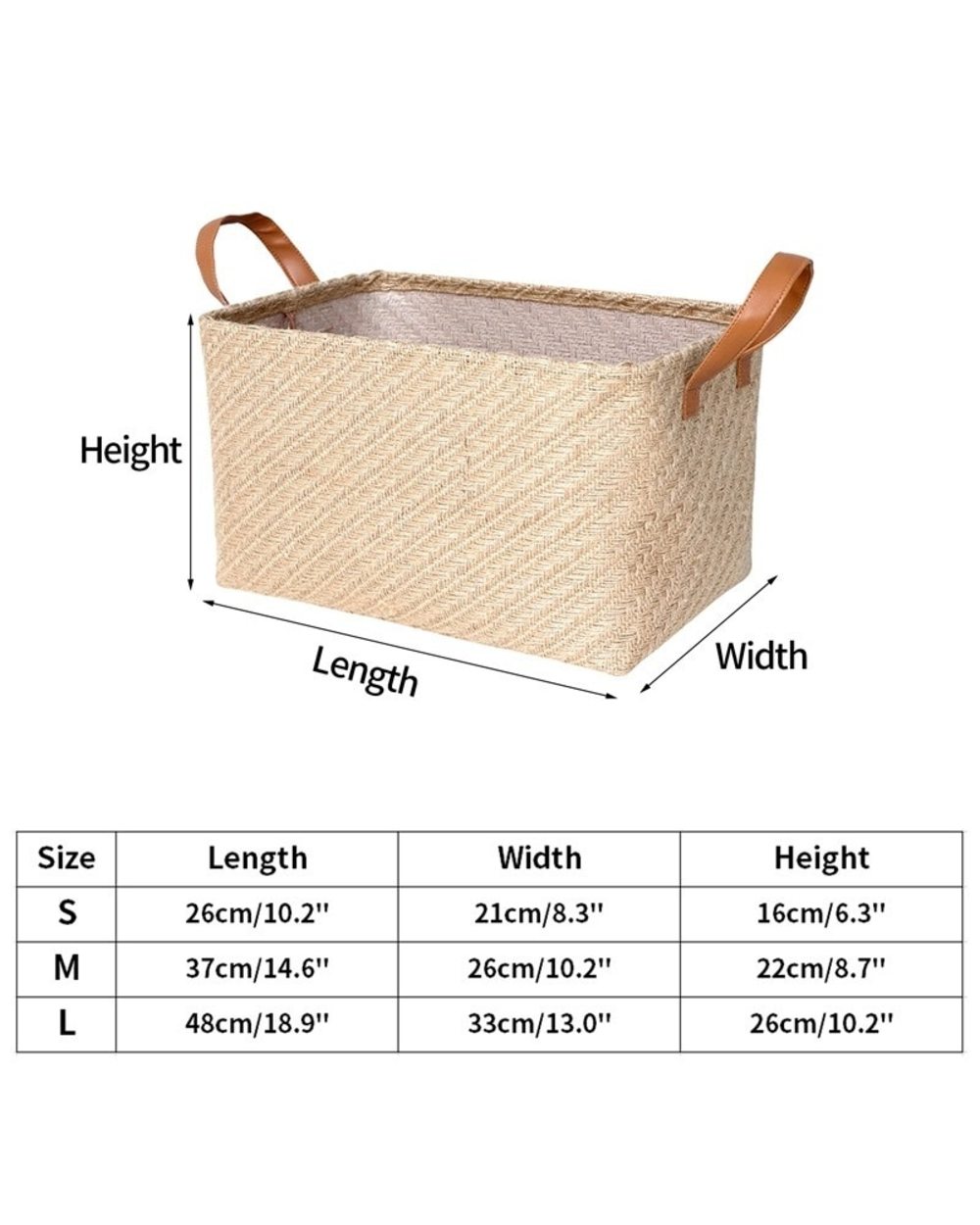Eco Friendly Rectangular Jute Storage Baskets front-5