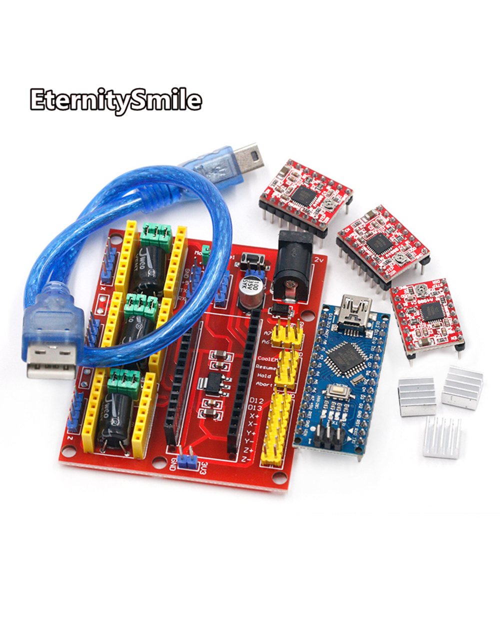 Cnc Shield V4 Engraving Machine 3D Printer+3Pcs A4988 Driver Expansion Board For Arduino Nano V3. 0 With Usb Cable Nano front-1