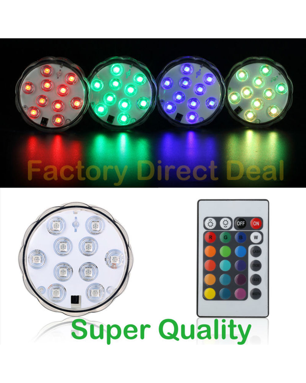 Waterproof LED Light Underwater Light 10Leds RGB Swimming front-0