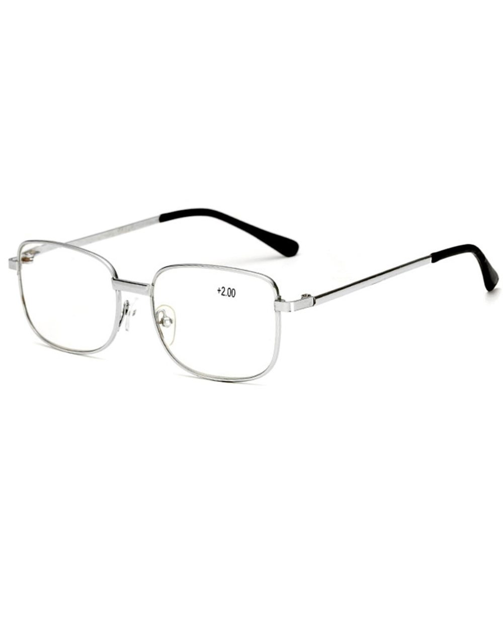 Men Reading Glasses Metal Square Full Frame Reading Glasses Women Magnifying High Definition Presbyopic Eyewear +1 To + front-2