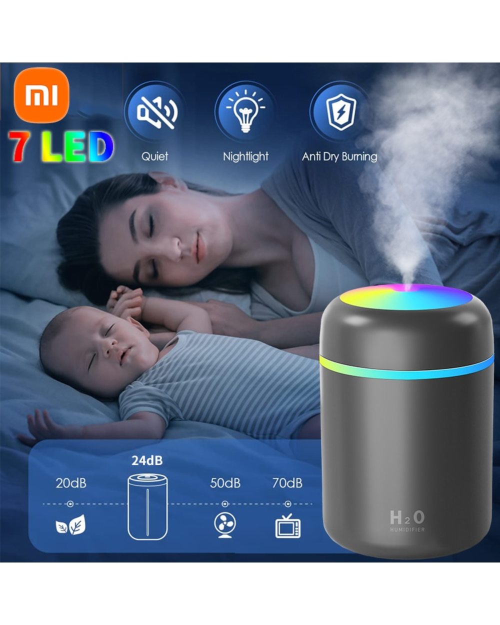 Colorful Air Humidifier Essential Oil Diffuser Sprayer Fogger Aromatherapy Aroma Diffuser Car Air Freshener Home Humidi front-0