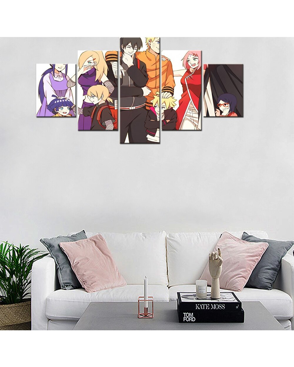 Japan Anime Boruto Ninja Team House Picture Print Anime 5 Panel Canvas Art Wall Decor front-1