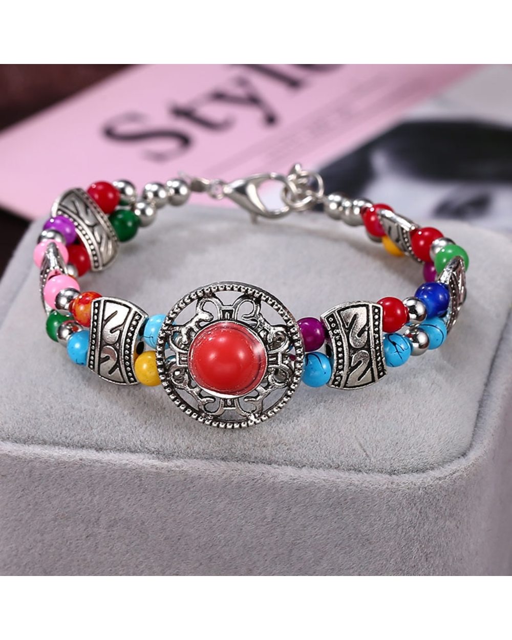 Natural stone Beads Bracelet Strand Bracelets For Women Handmade Jewelry front-2