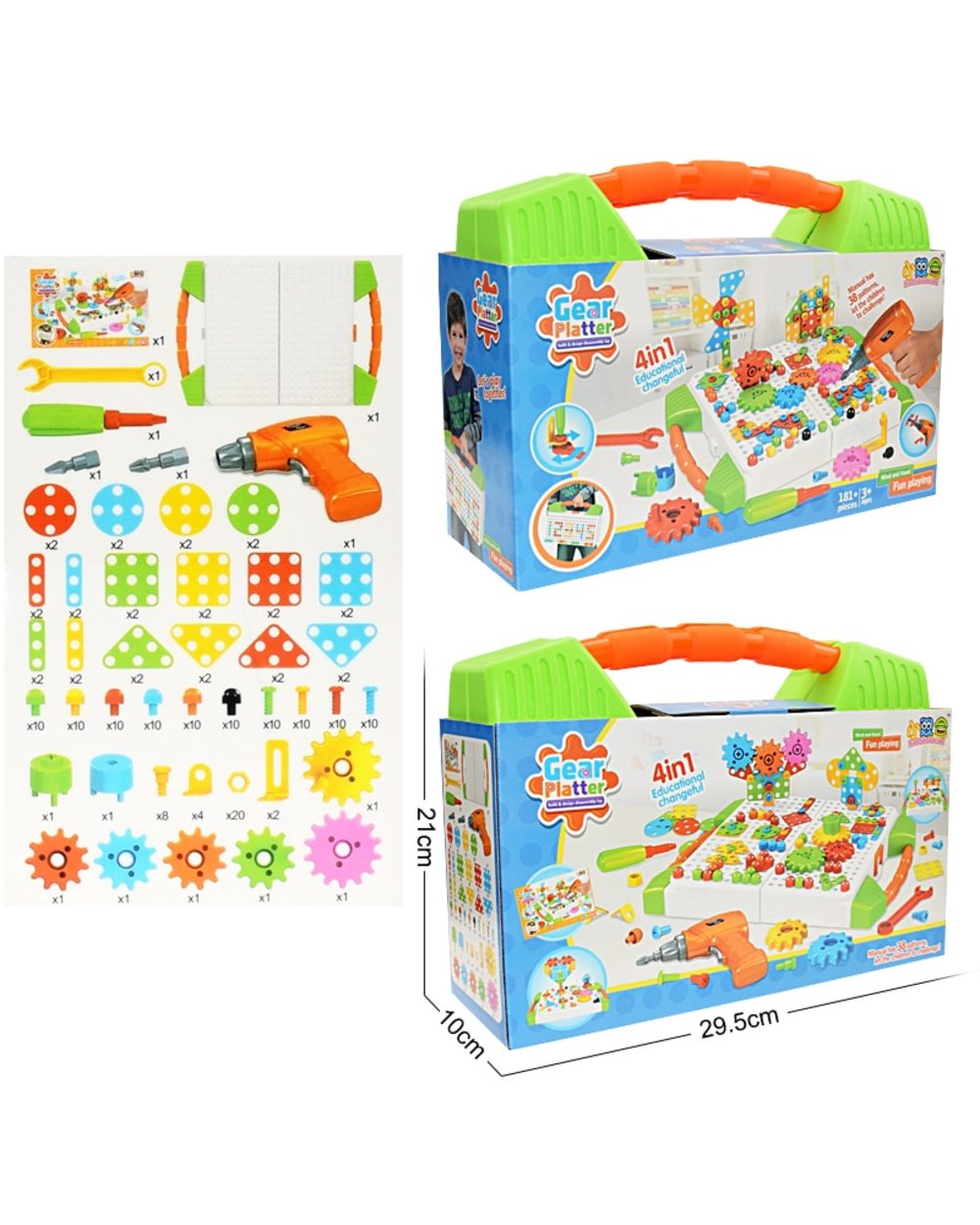 Mosaic Puzzle Toys For Children Building Bricks Toys Kids DIY Electric Drill Set Boys Educational Toy front-5