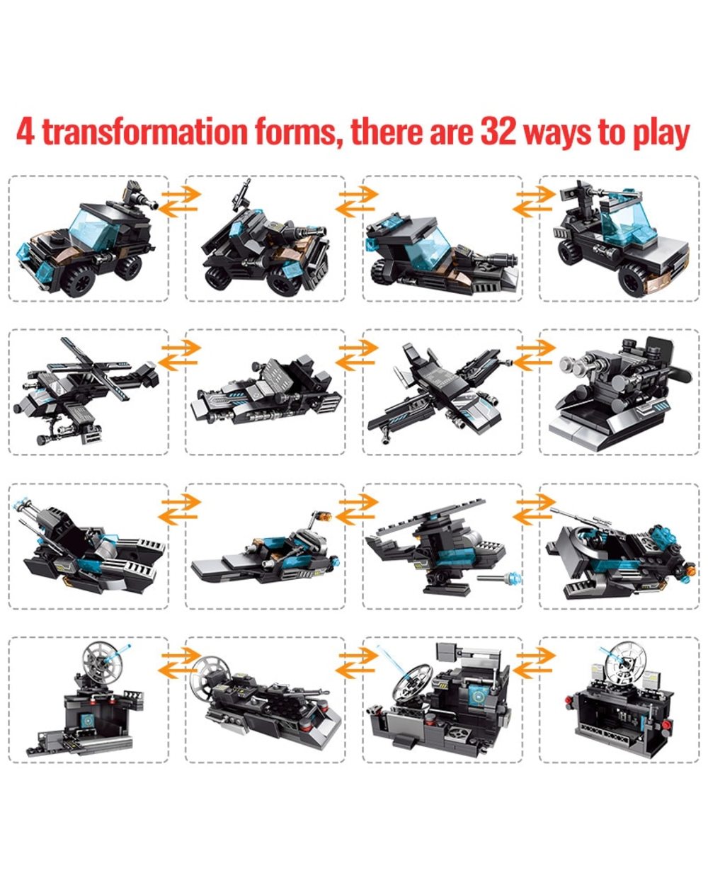City Police Station Technical Car Motorcycle Building Blocks SWAT Team Weapons Truck Ship Robot Bricks Toys Sets front-3