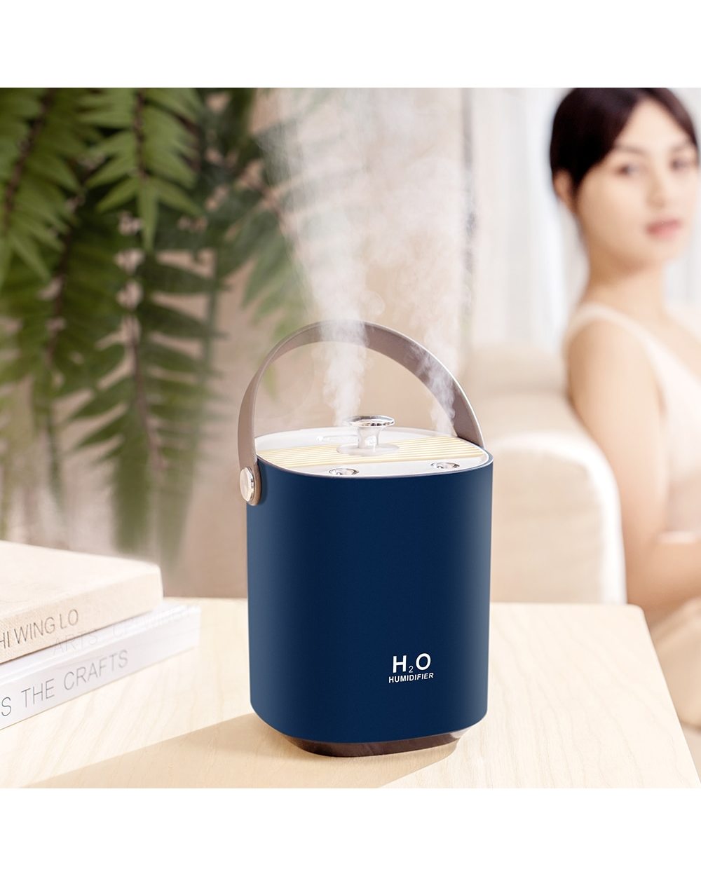 1200Ml Wireless Air Humidifier Usb Rechargeable 4000Mah Battery Double Nozzle Ultrasonic Mist Maker Warm Led Light Humi front-4
