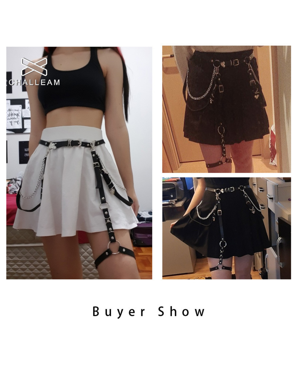 Women Skirt Belt Female Pu Leather Hiphop Rock Nightclub Sexy Jeans Dress Heart Punk Belt With Metal Waist Chain 383 front-4