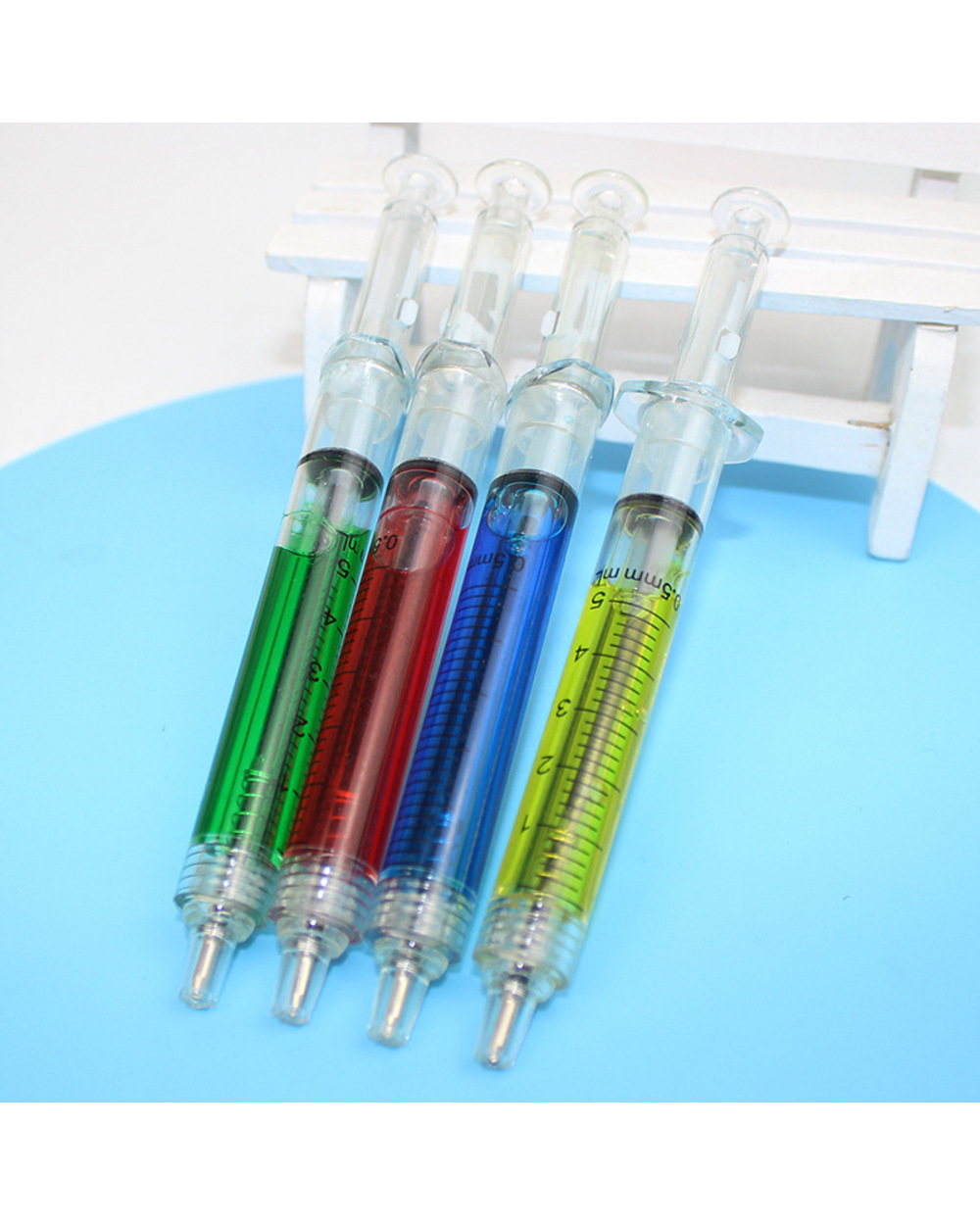 4Pcs/Set Injection Type Ball Point Pen Doctor Nurse Gift Liquid Pen Color Black Blue Transmission Syringe Pens front-4