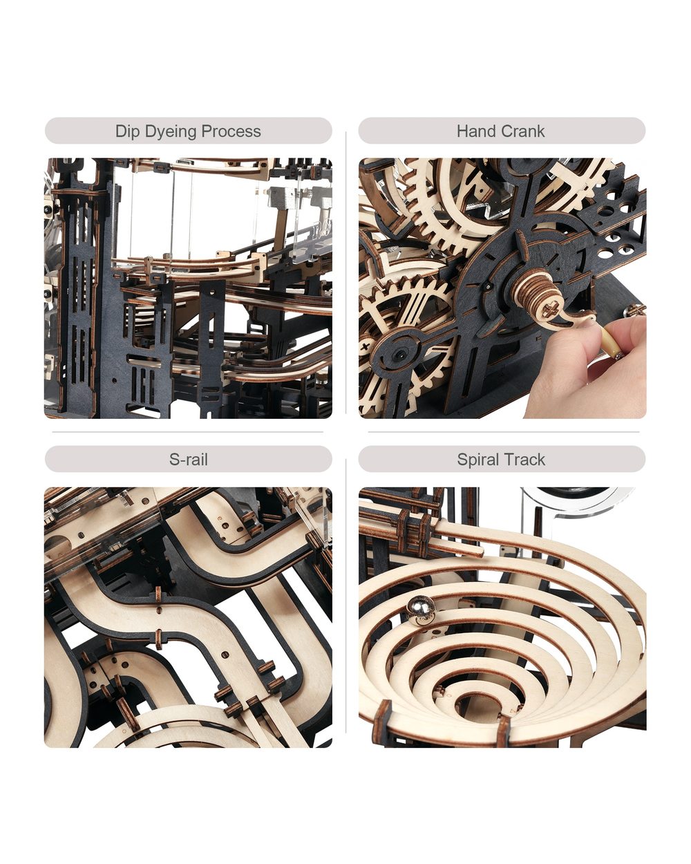 ROKR Marble Night City 3D Wooden Puzzle Games Assembly Waterwheel Model Toys for Children Kids Birthday Gift front-3