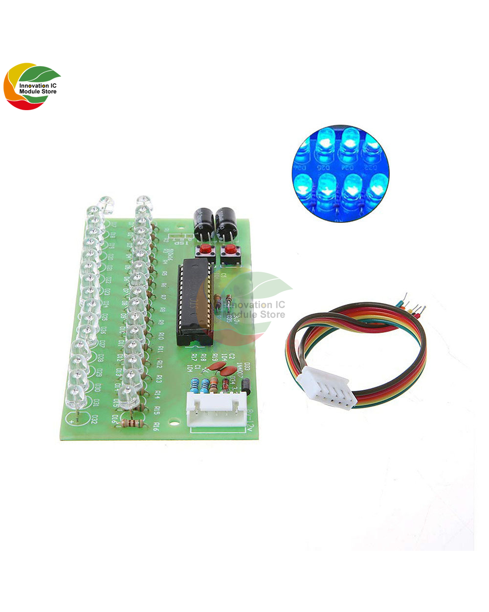 Mcu Adjustable Display Mode Led Vu Level Indicator Amplifier Audio 16 Led Dual Channel Audio Power Adapter Balance Modu front-2