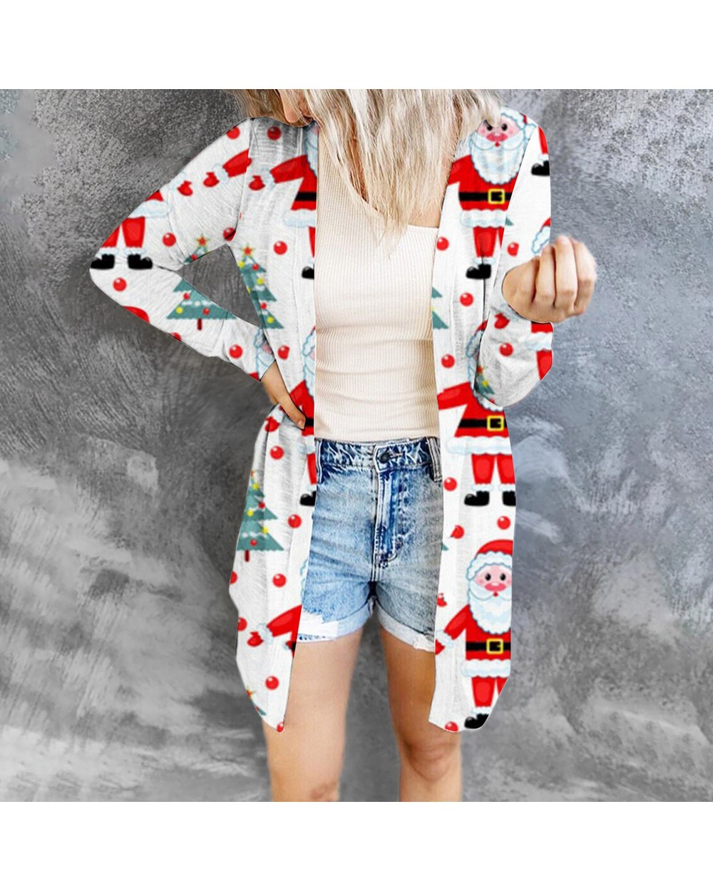 Christmas Cardigan Women's Clothing Santa Claus Cardigan Long Sleeve Cardigan Sweater Coat Ladies Outerwear Fashion front-1