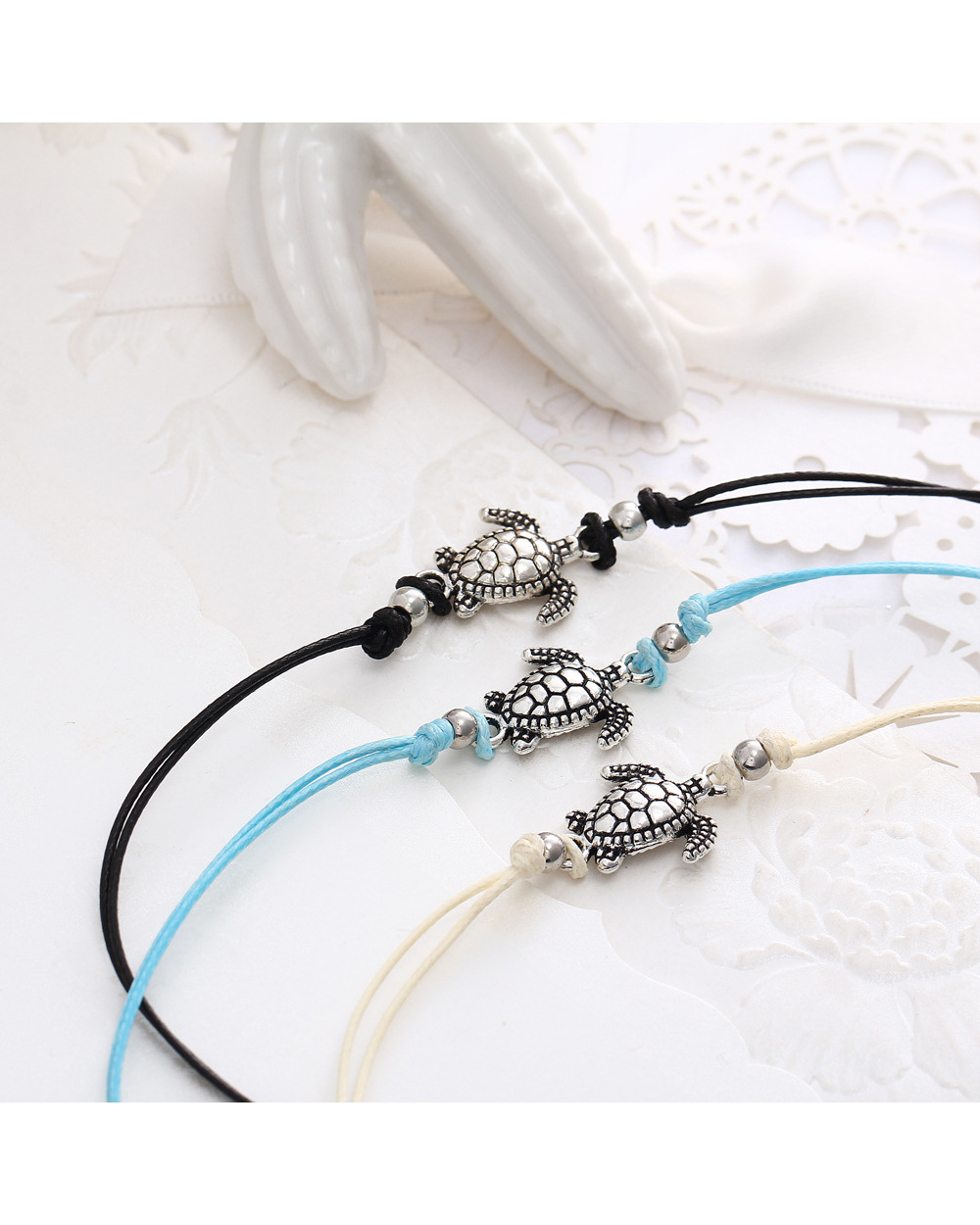 Vintage Turtle Anklets For women Summer Beach Barefoot Crochet Sandals Ankle Bracelets on Foot Wax rope Chain Jewelry front-2