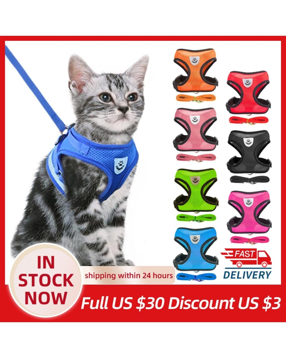 Cat Dog Harness Adjustable front-0