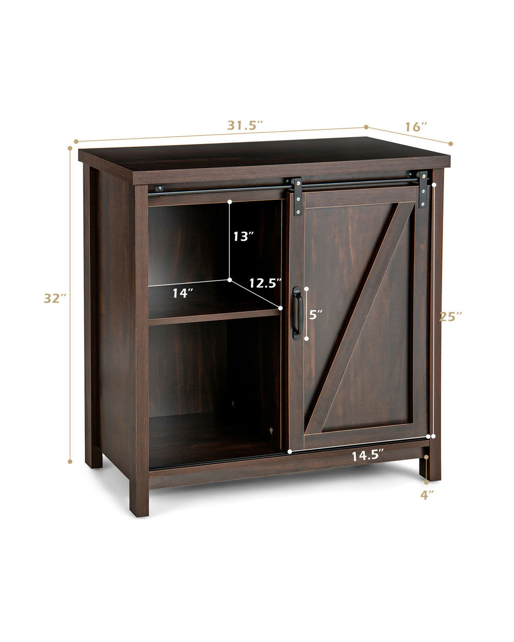 Freestanding Sideboard Buffet Storage Cabinet Brown front-5