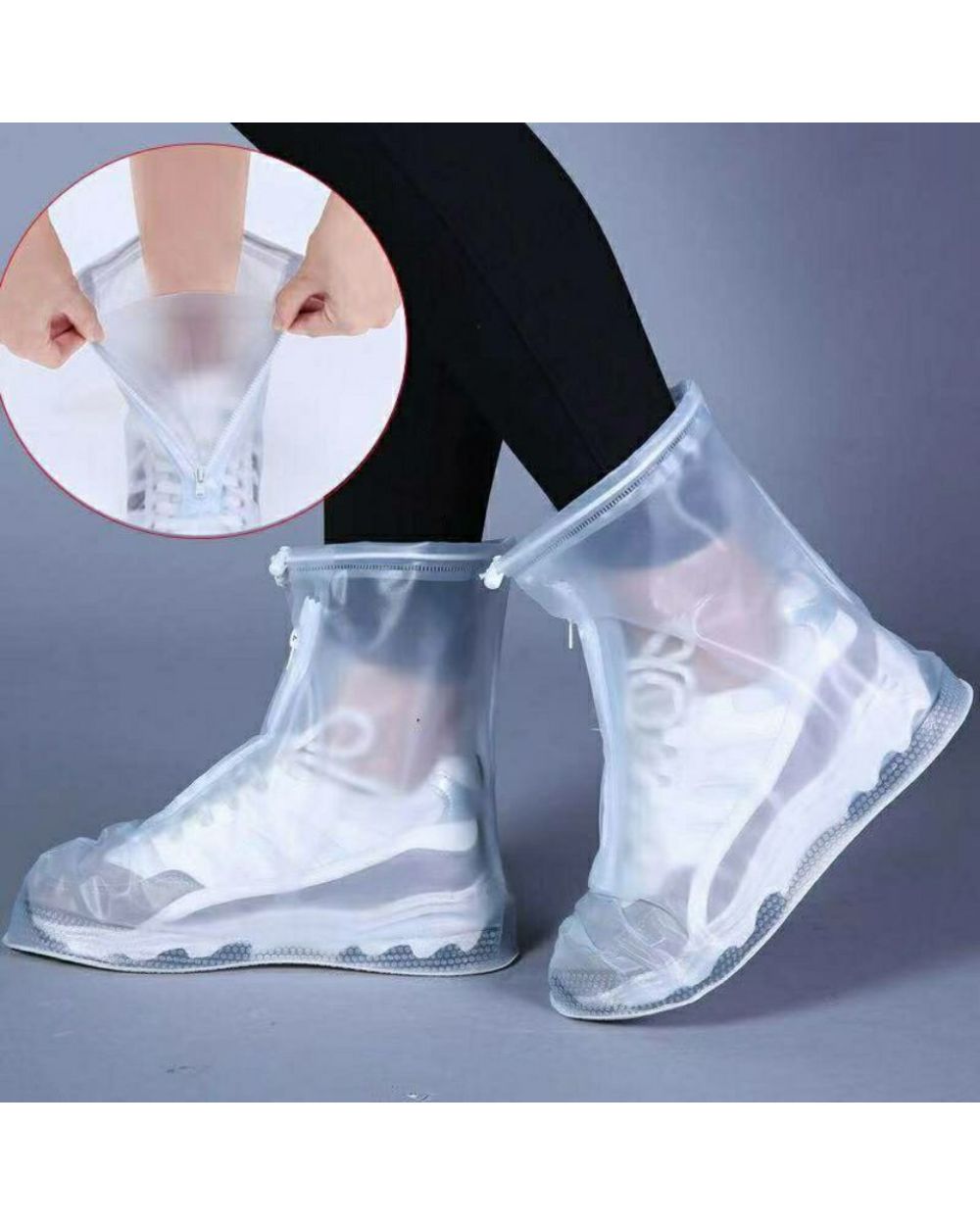 Men Womens Reusable Rain Boot Cover Non-slip Wear-resistant Thick Waterproof Shoe Cover Rain Boot Cover front-0
