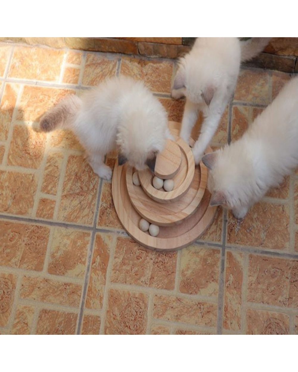 Wooden 2/3 Levels Pet cat Toy Tower Tracks Disc cat Intelligence Amusement Triple Play Disc Cat toys ball Training Toys front-4
