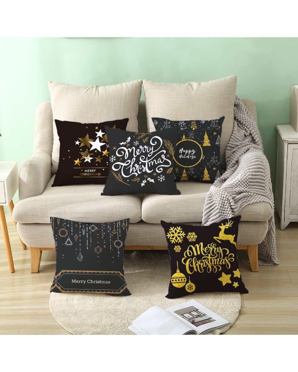 45x45cm Merry Christmas Pillowcase 2022 Christmas Decor for Home Ornaments Xmas Noel Natal New Year 2022 Gift front-2