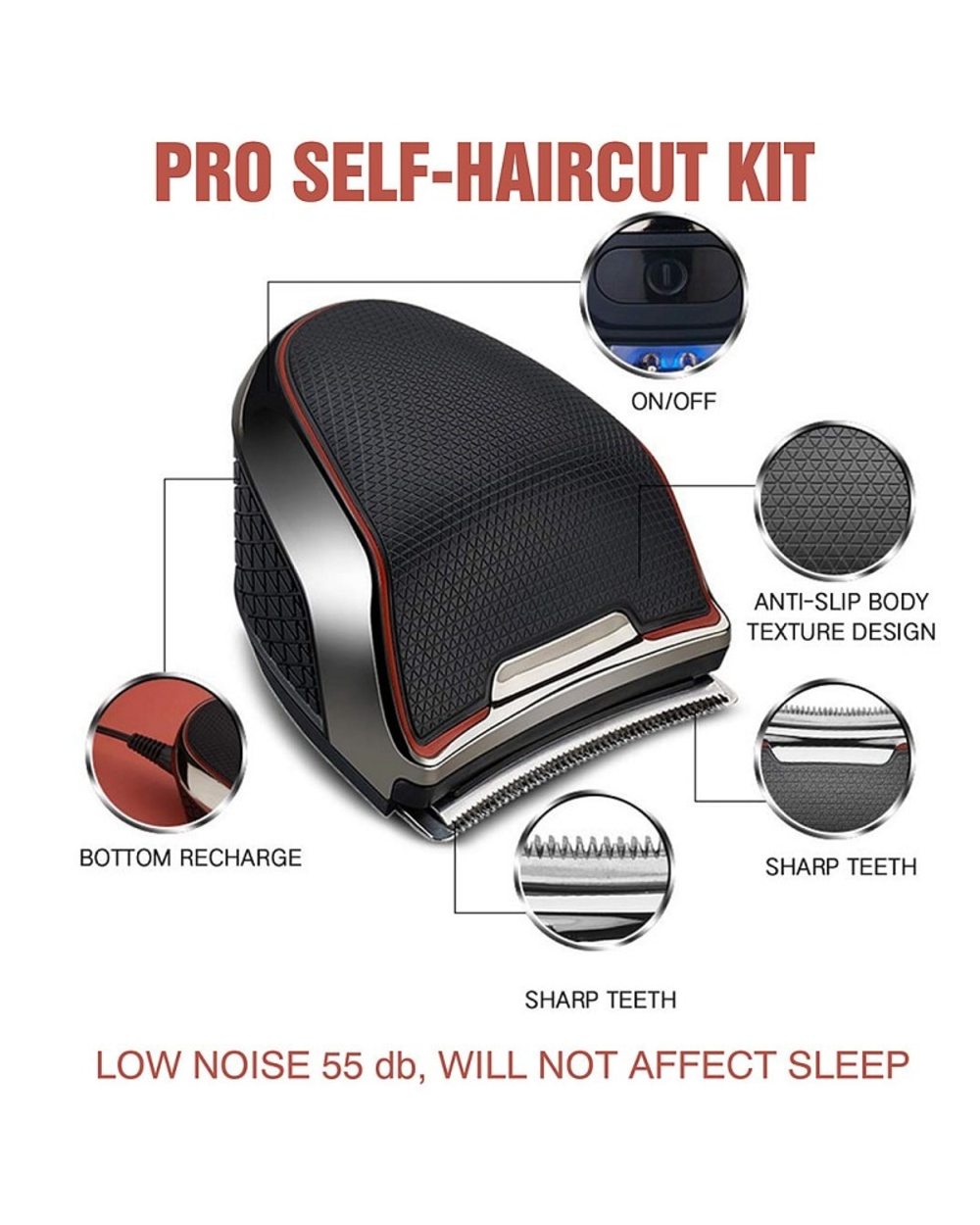 Professional Hair Cutting Self Haircut Kit Balding Hair Clippers Beard Trimmer Cordless Electric Men Full Body Wash Hai front-1