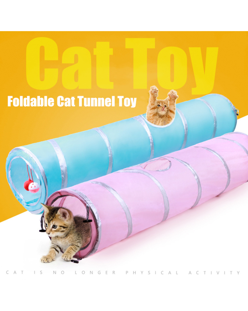 Indoor 2/3/4 5-Way Collapsible Cat Tunnel Tube Kitty Tunnel Bored Cat Pet Toys Peek Hole Toy Cat Puppy Kitty Kitten Rab front-2