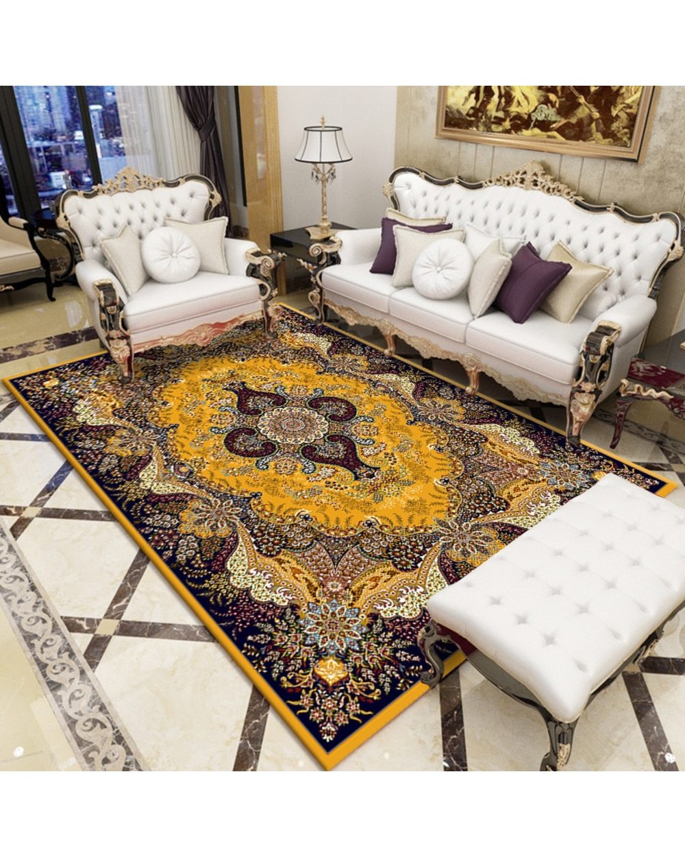Carpet Classic Ethnic Carpets for Living Room Washable Non-Slip Area Rugs Bedroom Study Floor 120x160cm Mat front-3