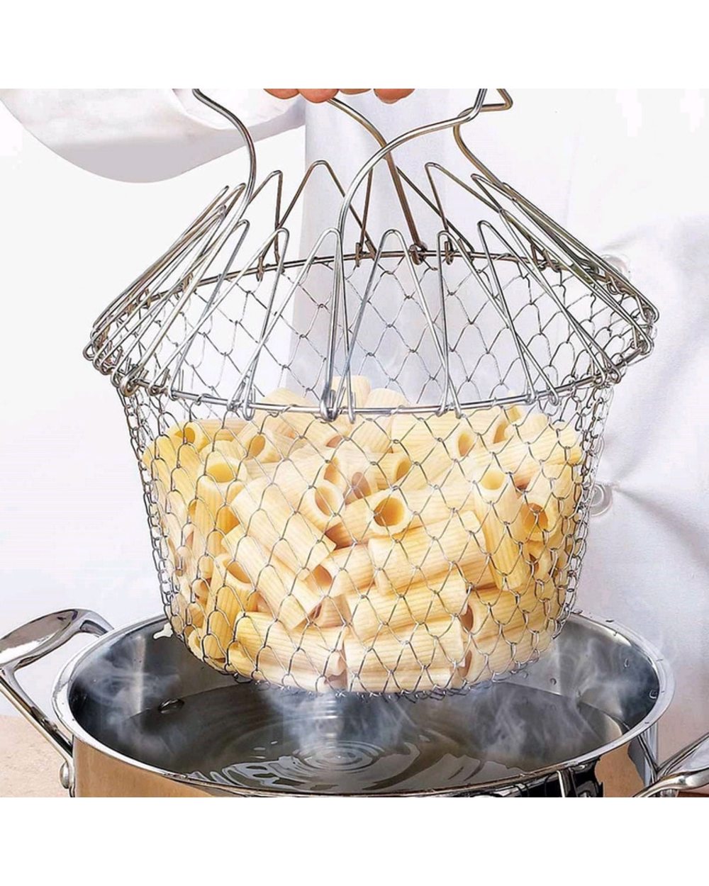 1pcs Foldable Steam Rinse Strain French Fry Chef Basket Magic Basket front-0