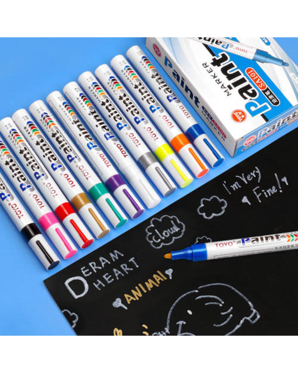 1Pcs Waterproof Color Markers Durable White Markers Pneumatic Markers Rubber Fabric Metal Paint Permanent Face Paint M front-3