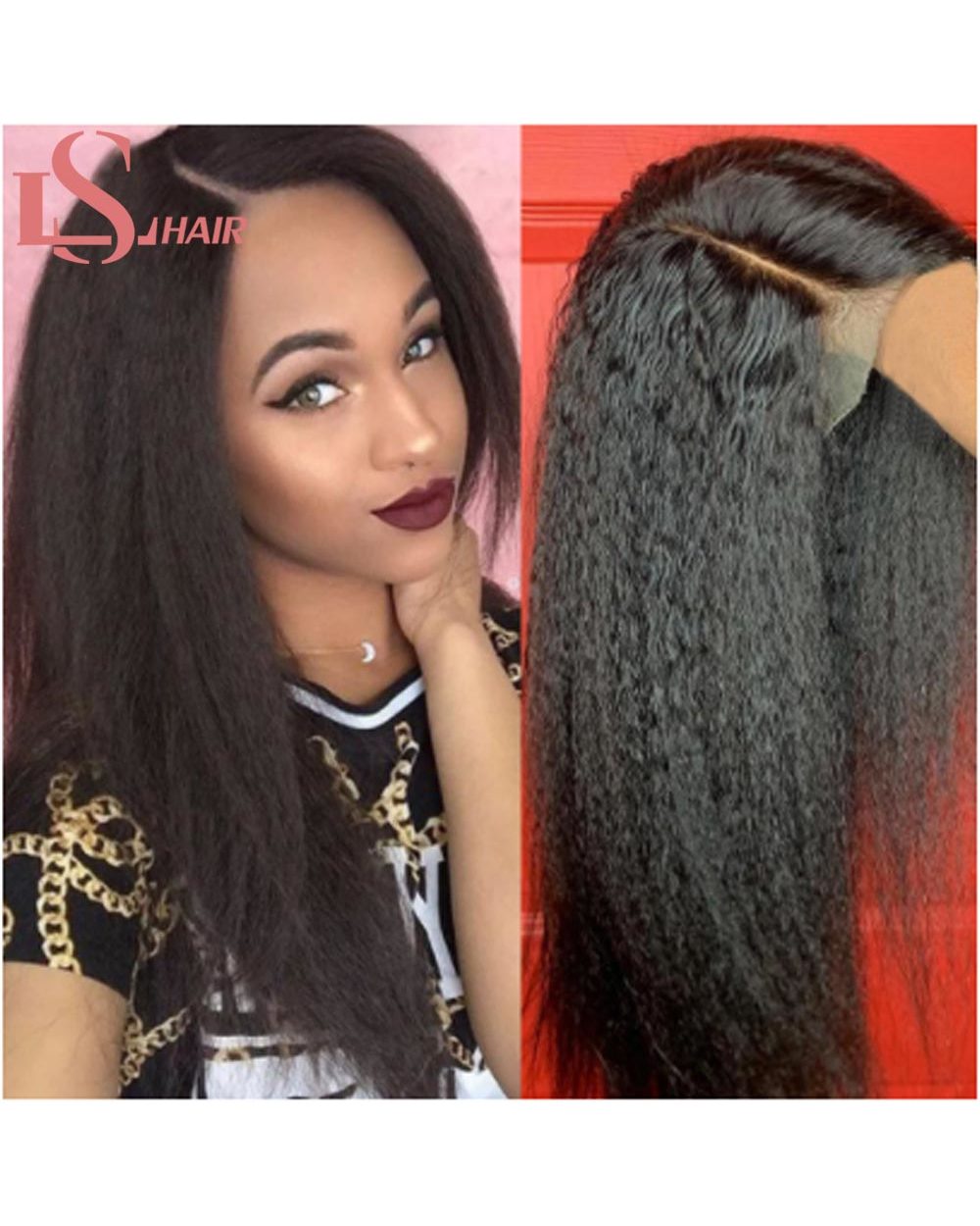 13x4 Lace Front wig Brazilian Kinky Straight Human Hair Wigs Brazilian 360 Lace Frontal Wig 4x4 Lace Closure Remy front-1