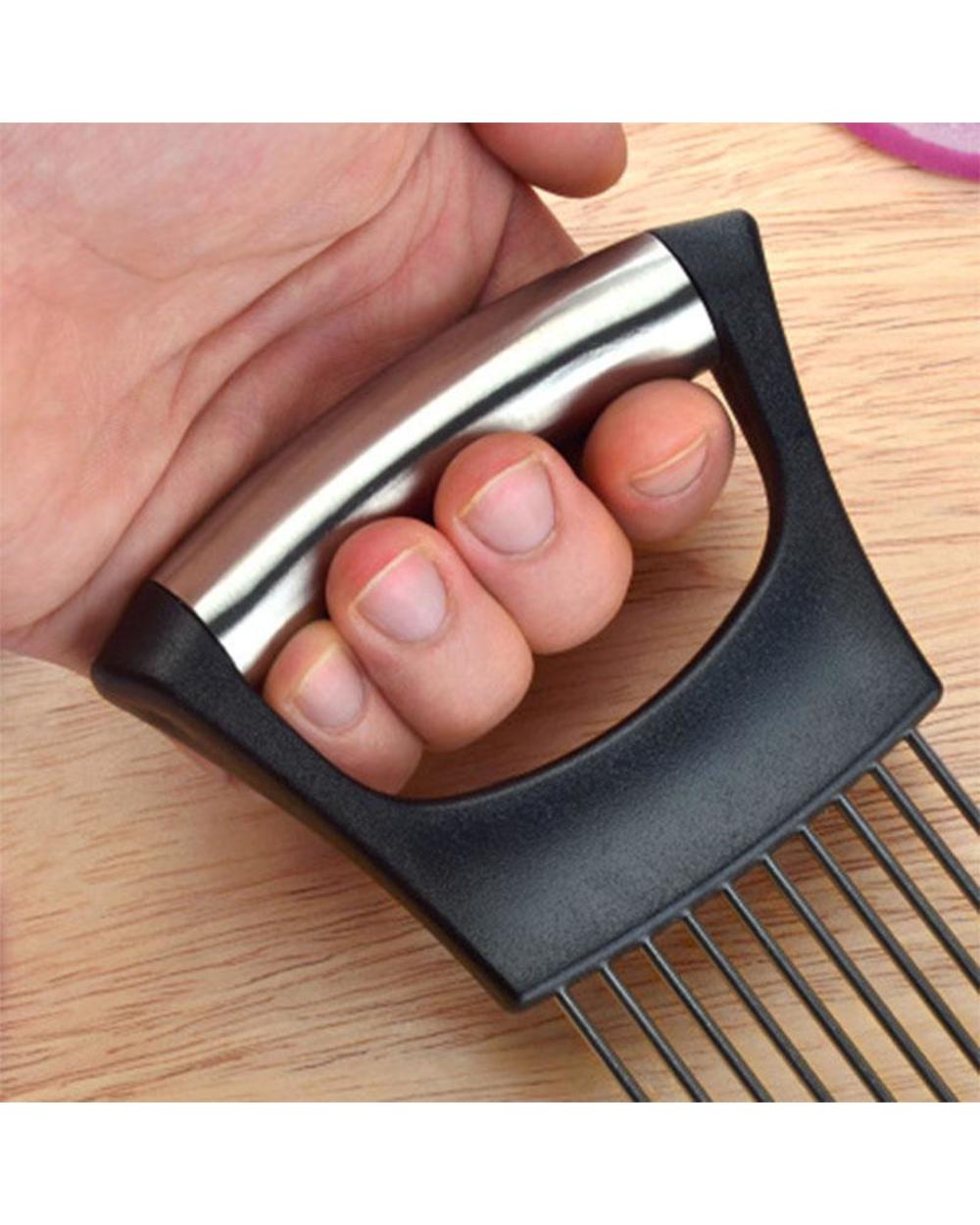 Food Slice Assistant Steel Onion Slicer Fruit Vegetables Cutter Holder Home Kitchen Gadgets Multifunction Chopper Easy front-4