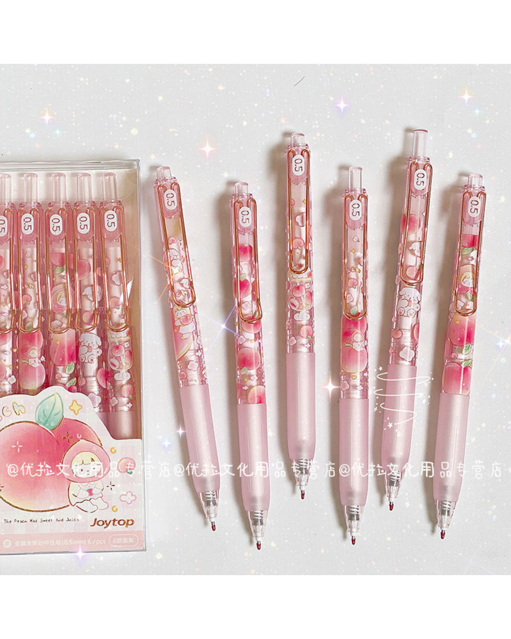 A Peach Story Gel Pen Press Gel Pen 0.5 Black Stationery For School Supplies Kawaii 6Pcs front-2
