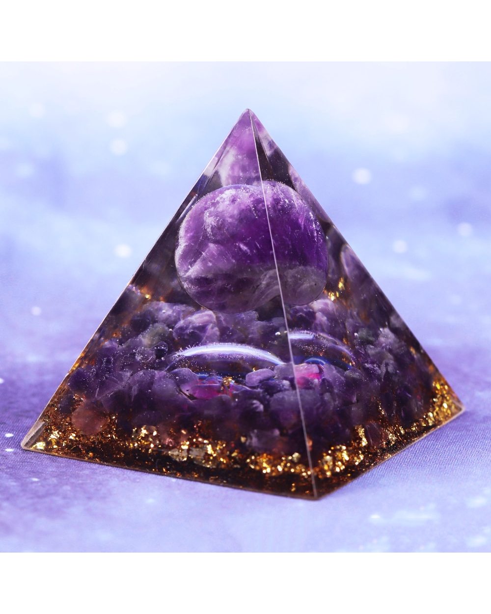 Natural Amethyst Sphere Orgone Pyramid Orgonite Energy Glow In The Dark Pyramid Prevent Radiation Cosmic Energy front-1