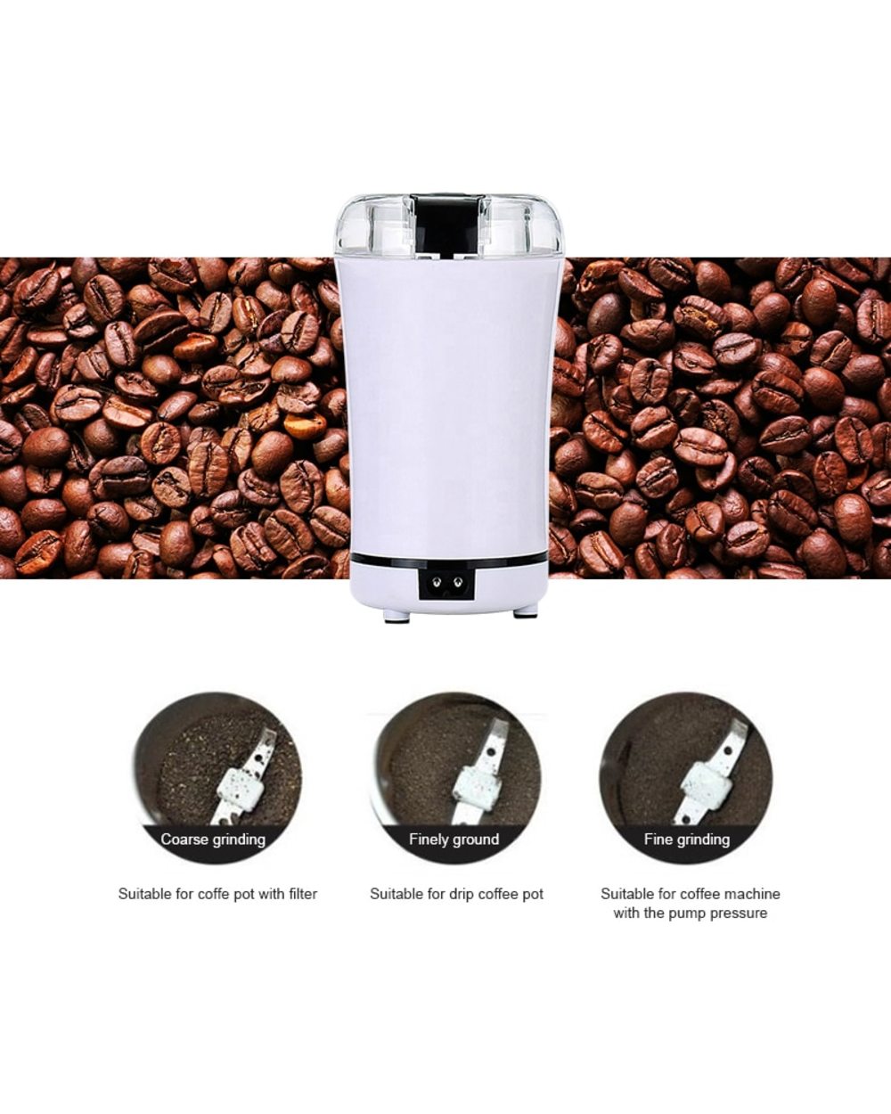 Portable Electric Coffee Bean Grinder Mill Kitchen Tool Herbs Salt Pepper Spices Nuts Grains Mini Medicine Flour Powder front-2