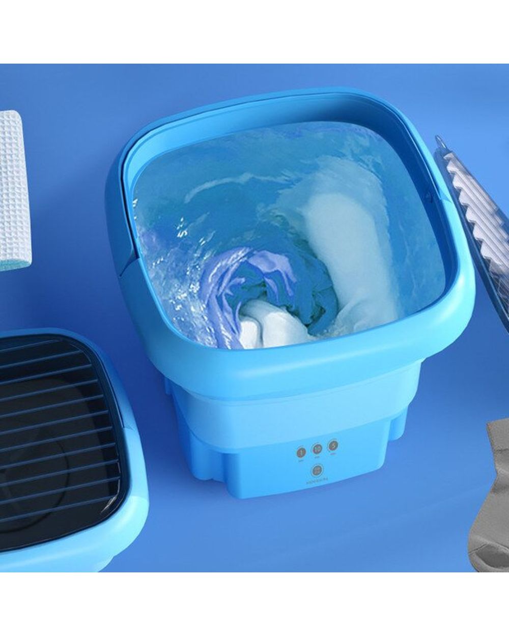 New Folding Washing Machine Portable Mini Dehydratable Dormitory Student Socks Underwear Panties Washing Machine Home A front-5