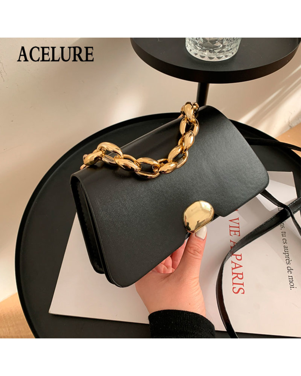 ACELURE Vintage Female Shopping Purse Fashion Solid Color Small Shoulder Crossbody Bags for Women front-0