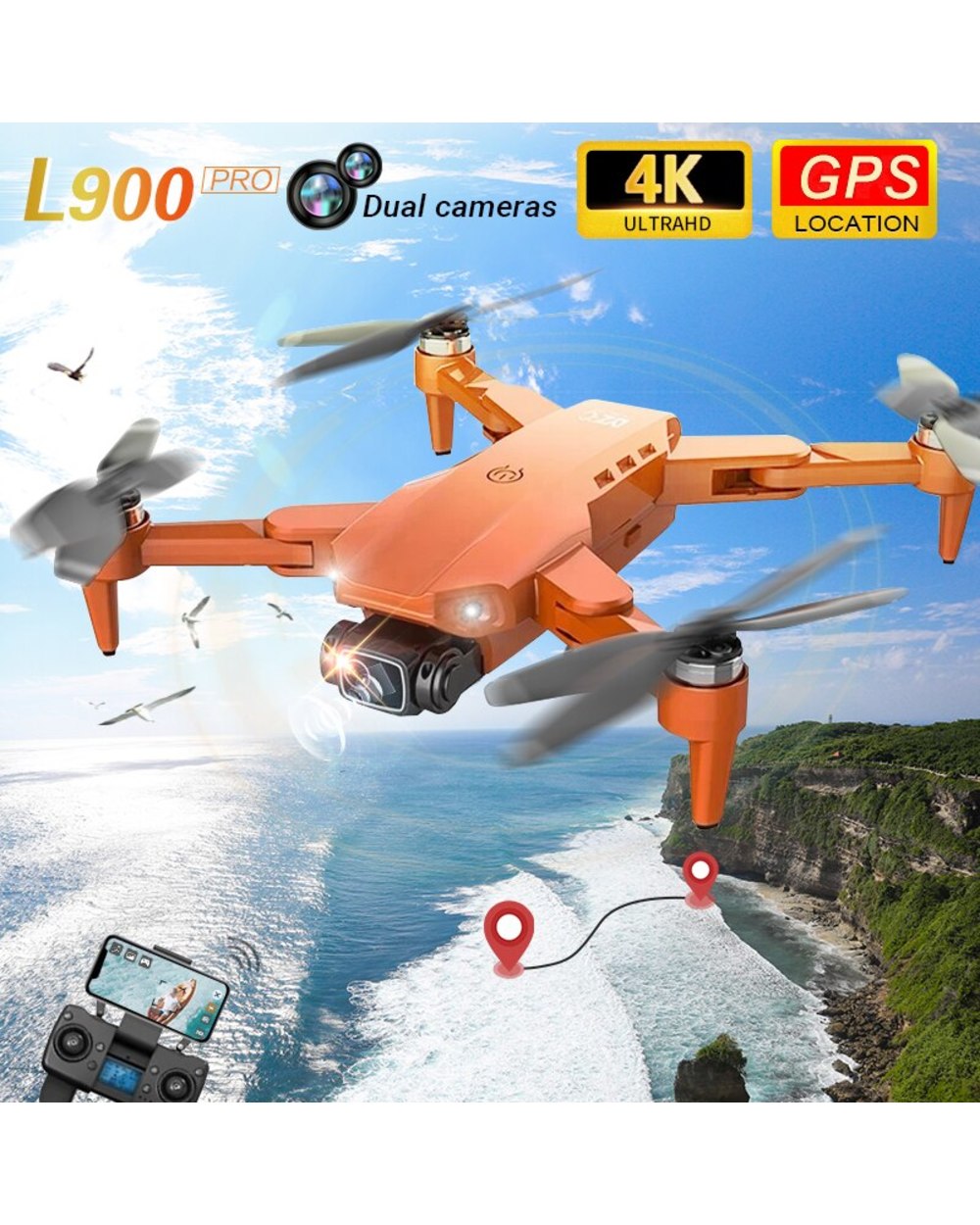 Pro 5G GPS 4K Dron with HD Camera FPV Brushless Motor Quadcopter Distance 1 2km Professional Drones VS F11pro F10 front-0