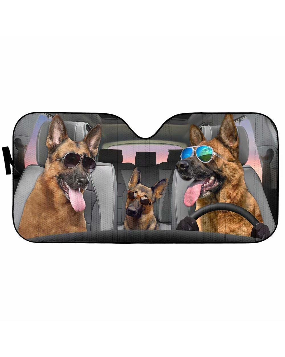 Car sunshade German Shepherd Dog Car Front Window Windshield Animal Driver Car Sun Shade Anti-Sunlight Automotive Cover front-2