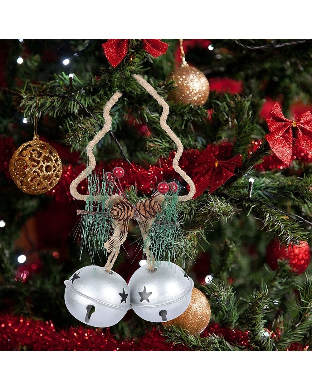 10Pcs Five-Point Star Christmas Bells Mini Creative Christmas Ornaments Handmade Bell Rattle Jingle Bells Shiny Decor front-4