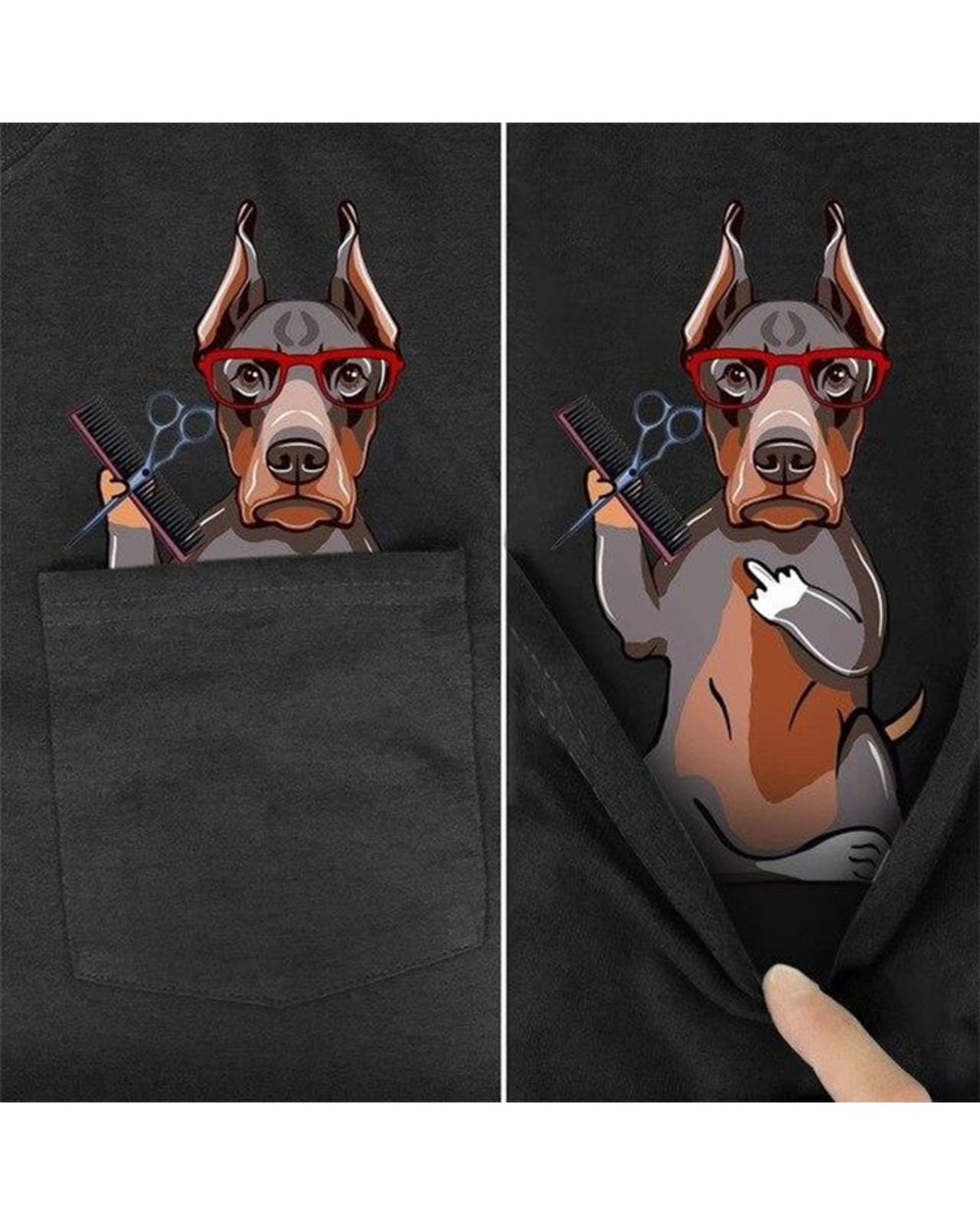 Brand Summer Pocket Dachshund Printed T-shirt Men Women Shirts Casual Tops Unisex Cotton Tops front-2