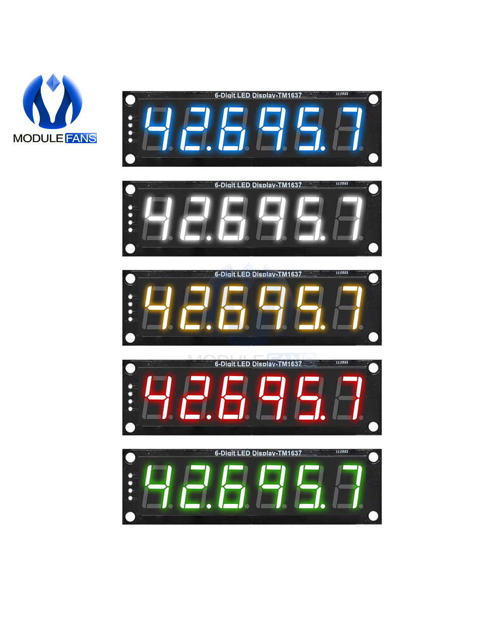Tm1637 Led Display Module 0.56 Inch 6 Digital Led Indicator Tube For Arduino Red Green Blue Yellow White front-0