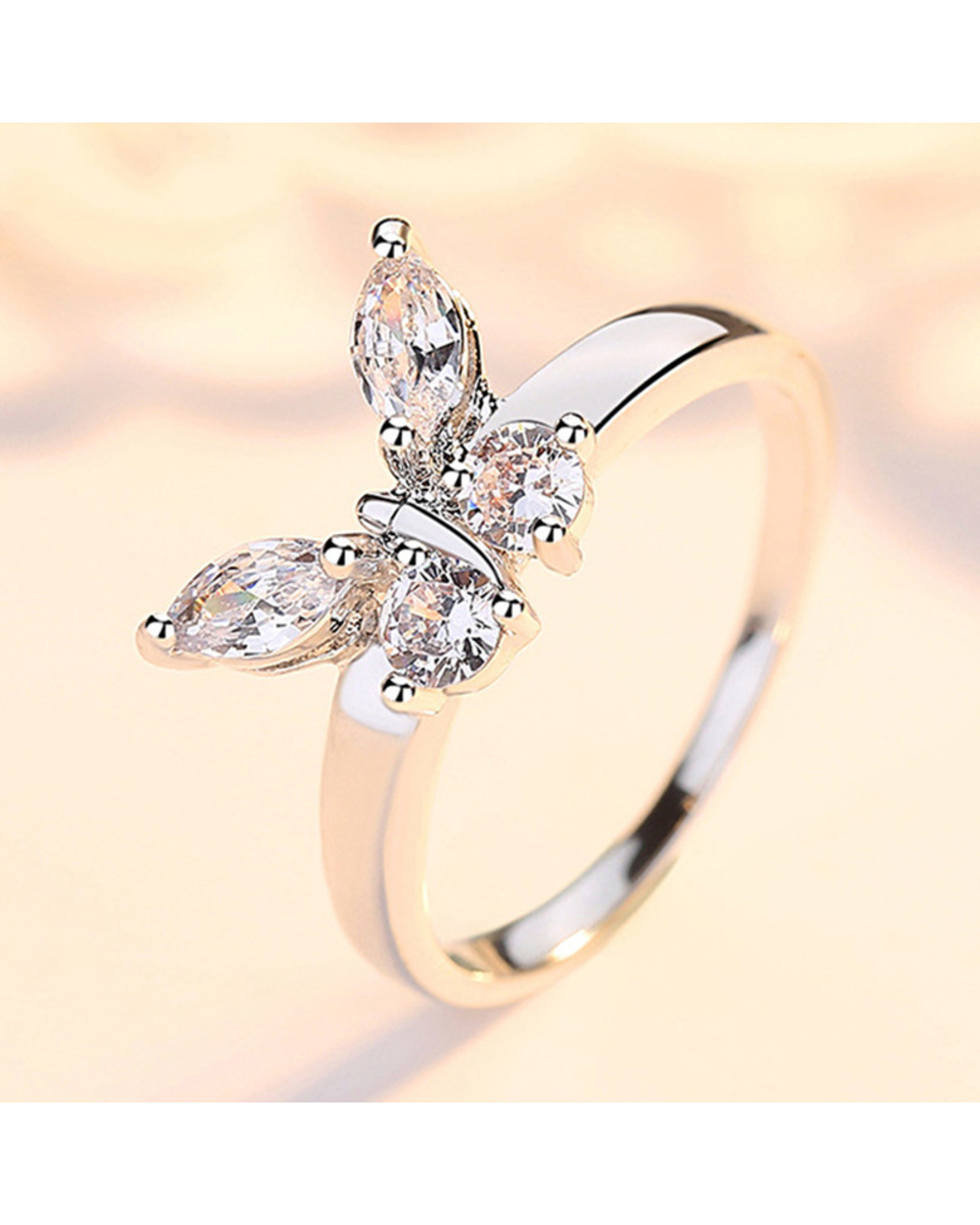 Zirconia Butterfly Rings For Women