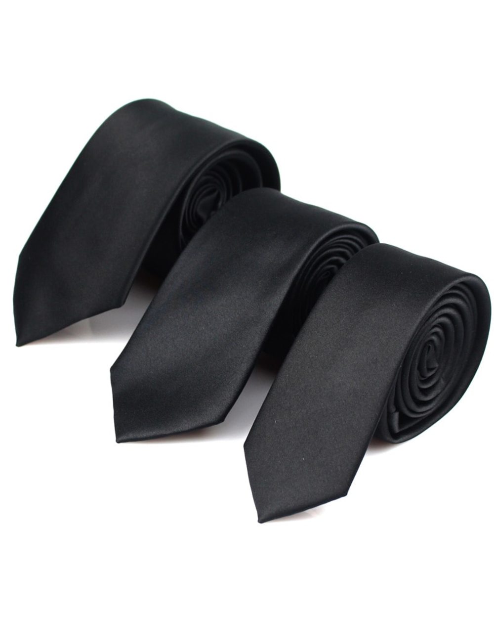 New Classic Black Ties For Men Silk Mens Neckties For Wedding Party Business Adult Neck Tie 3 Sizes Casual Solid Tie front-2