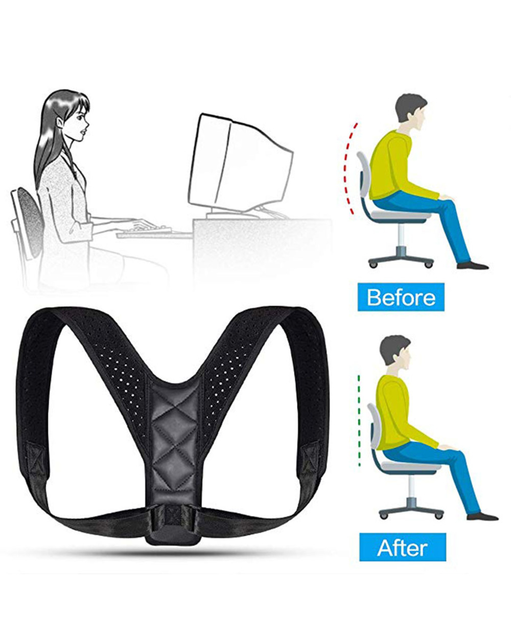 Dropping Medical Clavicle Posture Corrector Adult Children Back Support Belt Corset Orthopedic Brace Shoulder Correct front-1