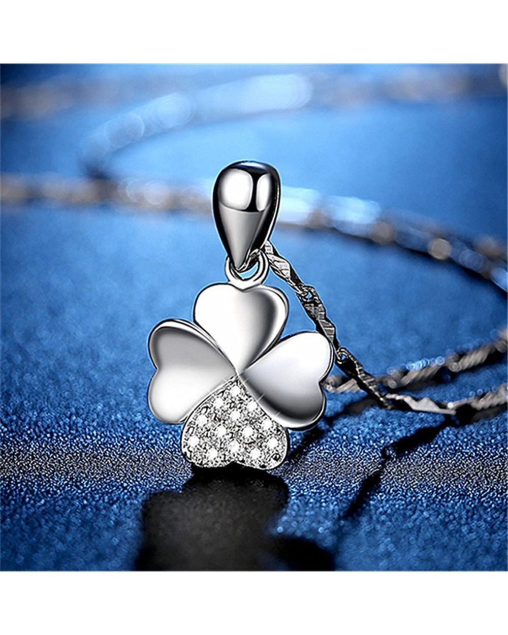 Romantic Zircon Clover Necklace front-0