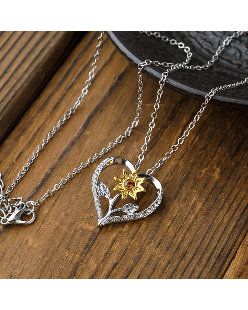Crystal Sunflower Women Necklaces front-2